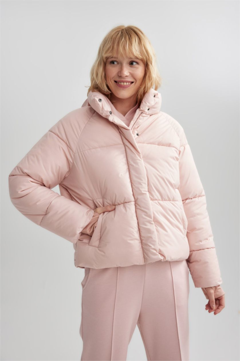 FEMME Rose Manteau Coupe Droite Encapuchonné Imperméable De Defactofit