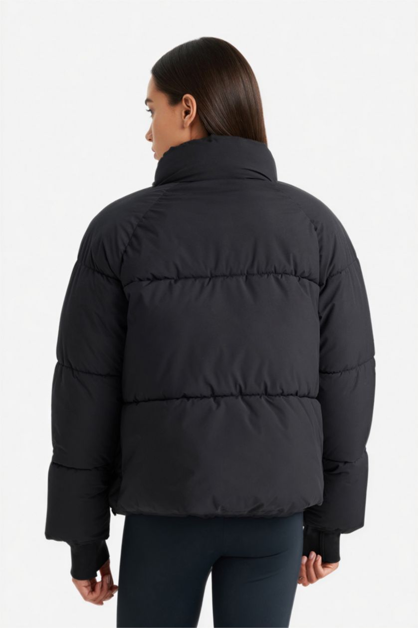 Woman Black DeFactoFit Regular Fit Waterproof Zippered Puffer Jacket