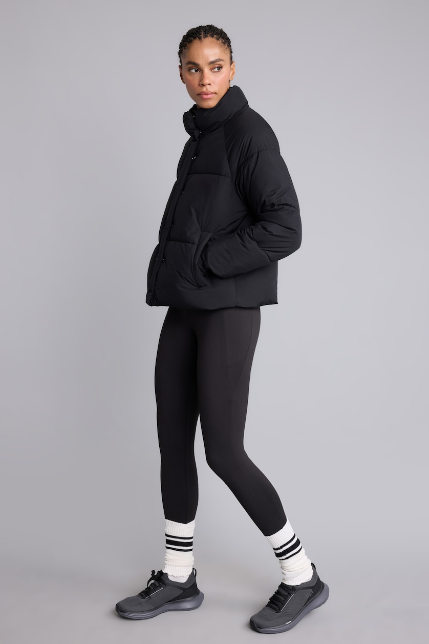 Kadın Siyah Rüzgar Geçirmez Su İtici Regular Fit Şişme Mont