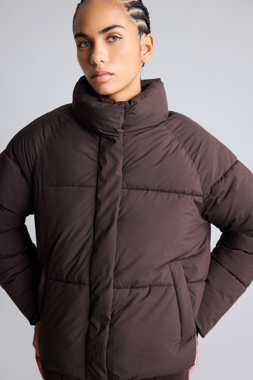 Kadın Kahve Rüzgar Geçirmez Su İtici Regular Fit Şişme Mont