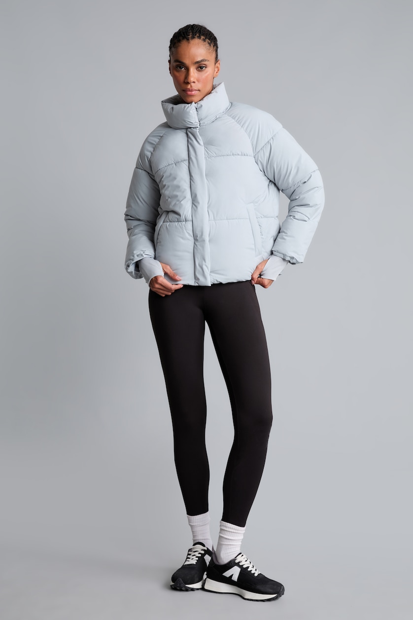Kadın Açık Gri Rüzgar Geçirmez Su İtici Regular Fit Şişme Mont