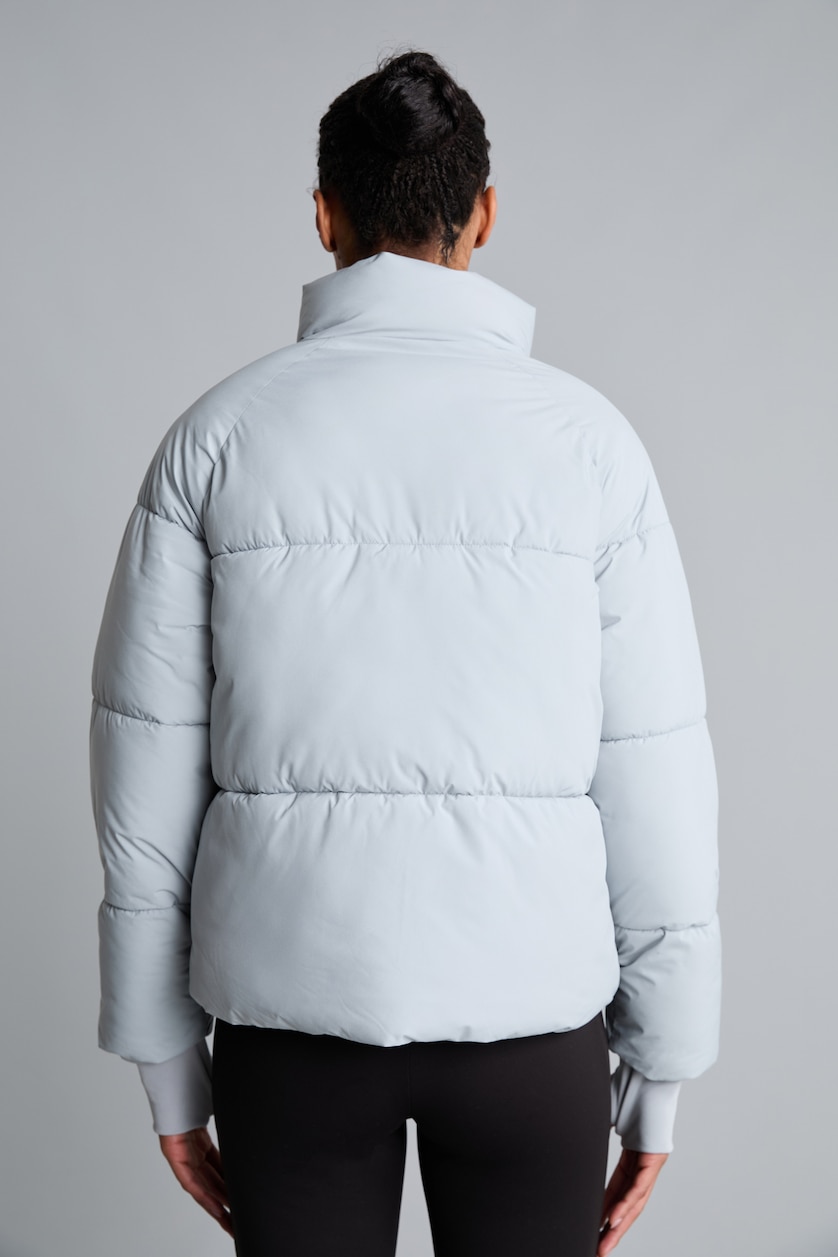 Kadın Açık Gri Rüzgar Geçirmez Su İtici Regular Fit Şişme Mont