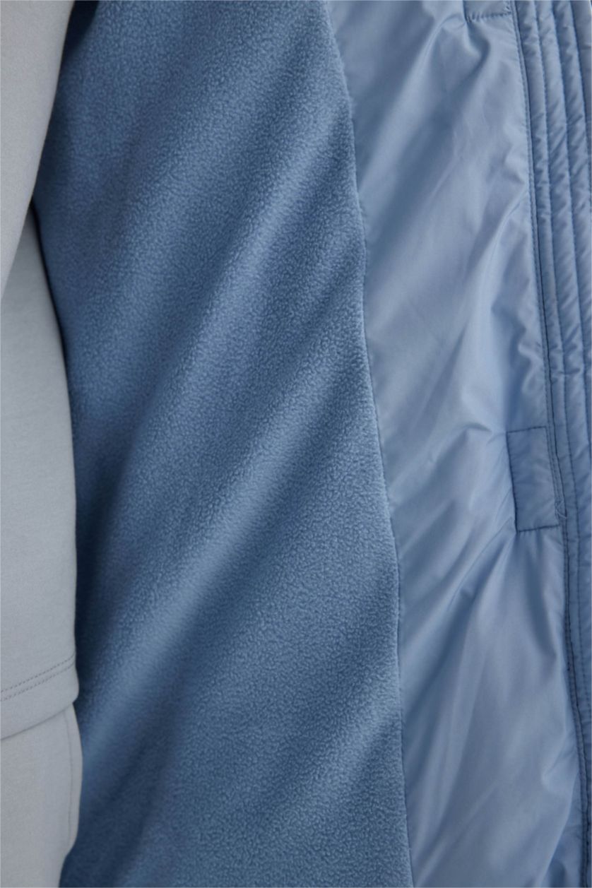 WOMAN Light Blue Zipper Puffer Jacket