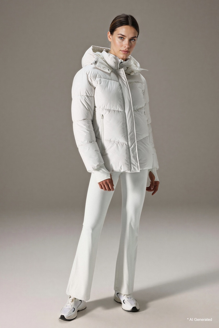 Woman Stone Zipper Puffer Jacket