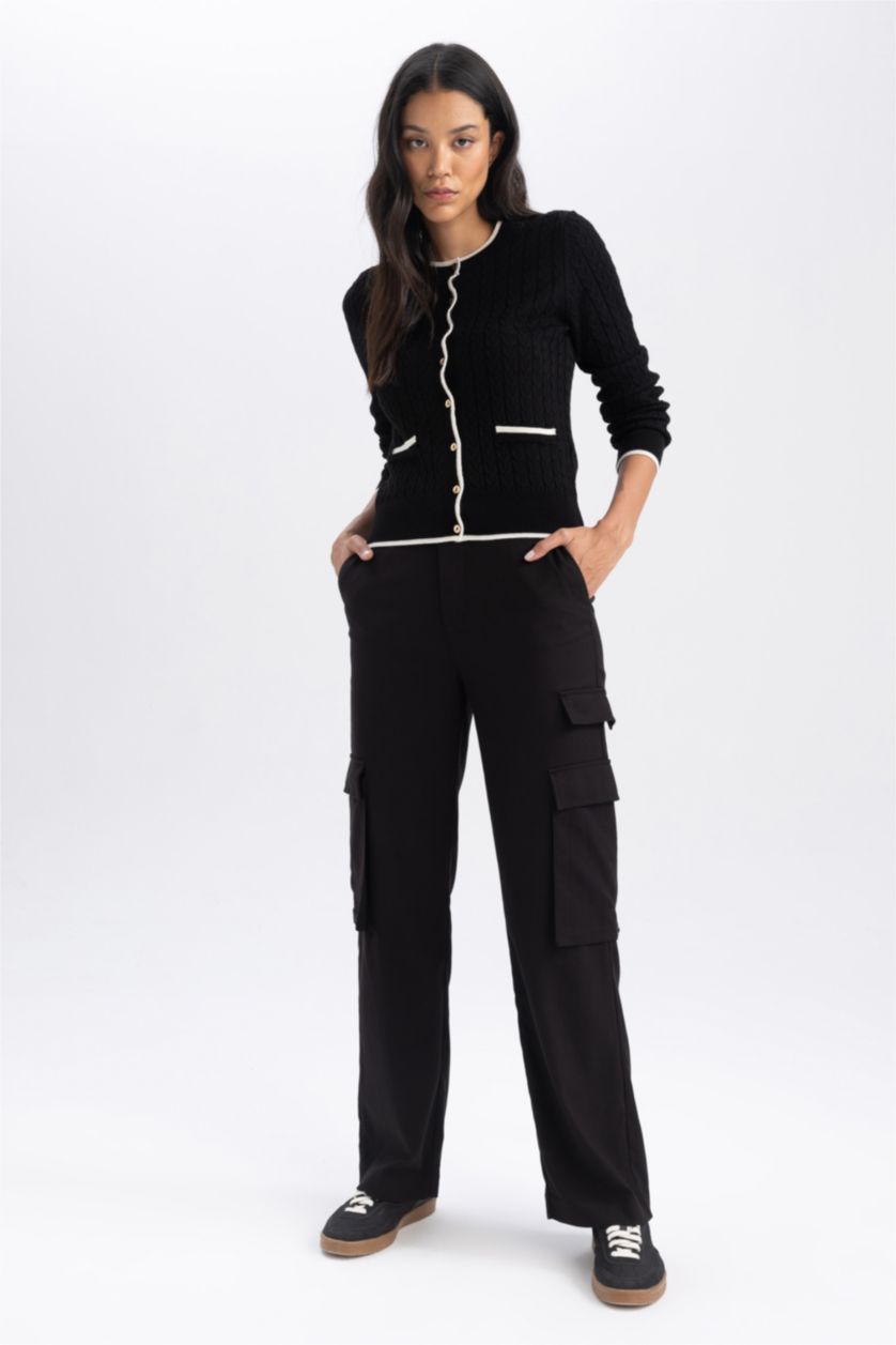 FEMME Noir Pantalon Cargo à Poches