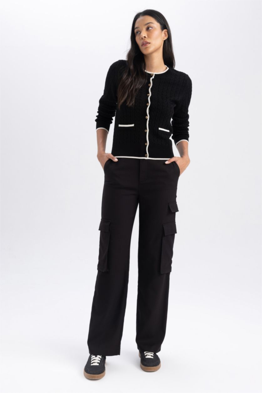 FEMME Noir Pantalon Cargo à Poches