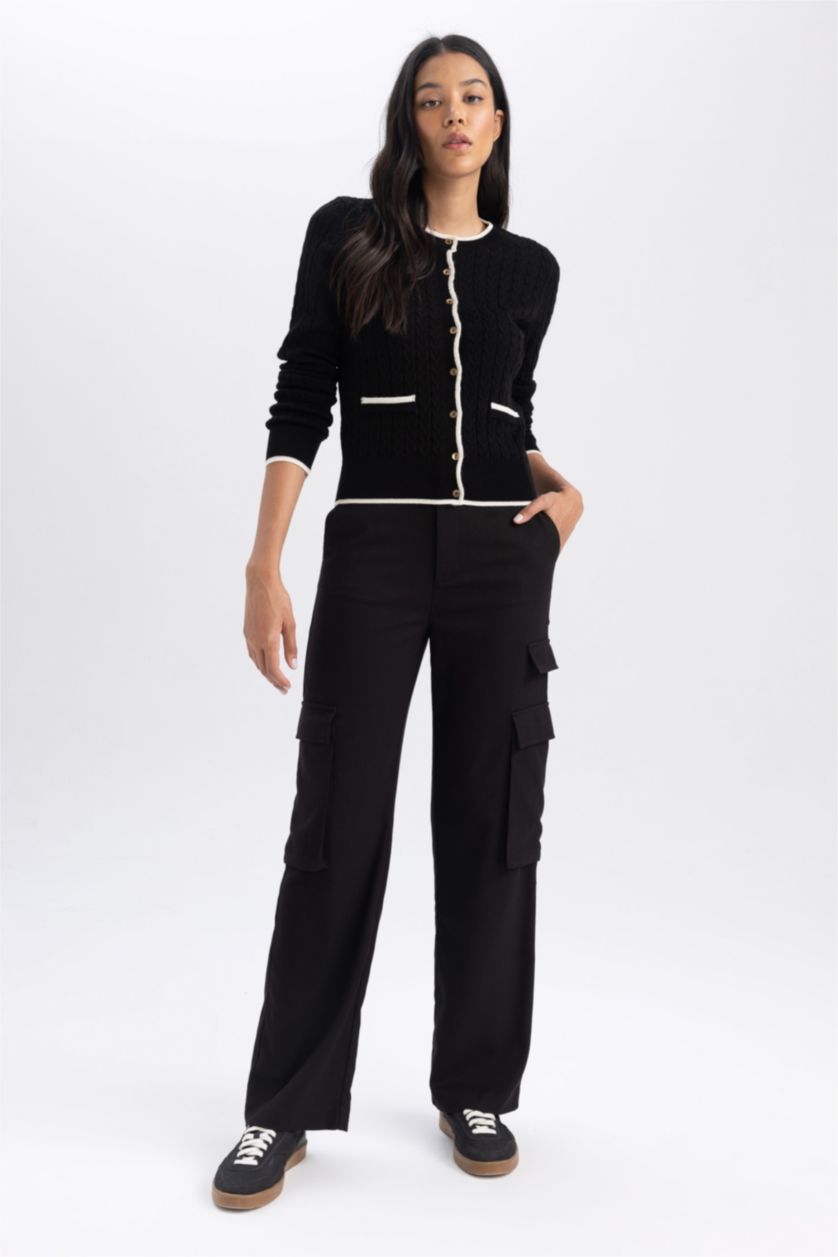 FEMME Noir Pantalon Cargo à Poches