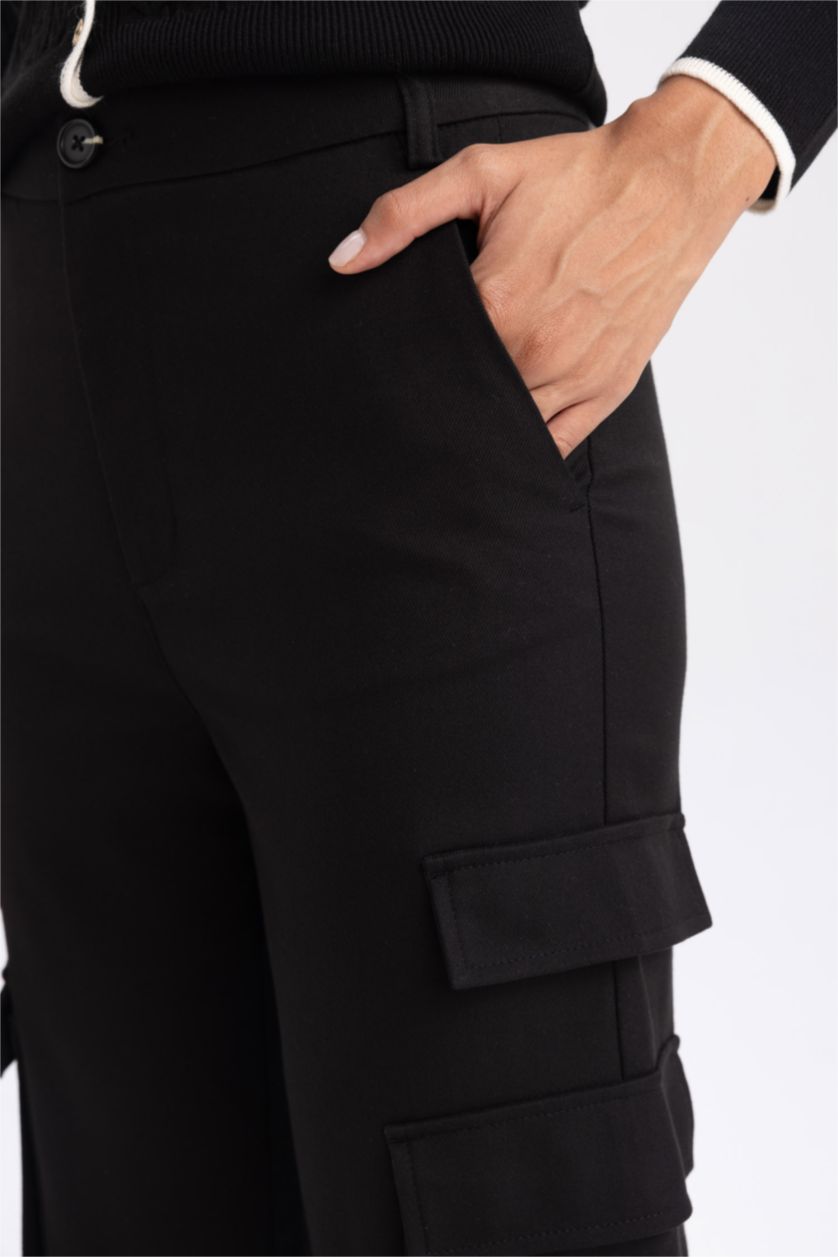 FEMME Noir Pantalon Cargo à Poches