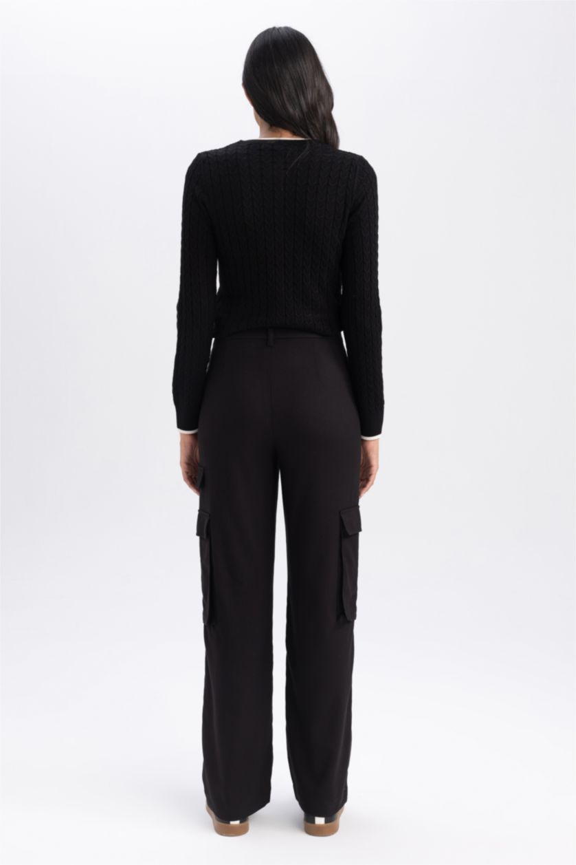FEMME Noir Pantalon Cargo à Poches