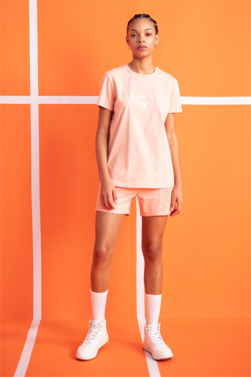 FEMME Bordeaux Clair T-shirt NBA Chicago Bulls en coton à manches courtes Coupe standard de DeFactoFit