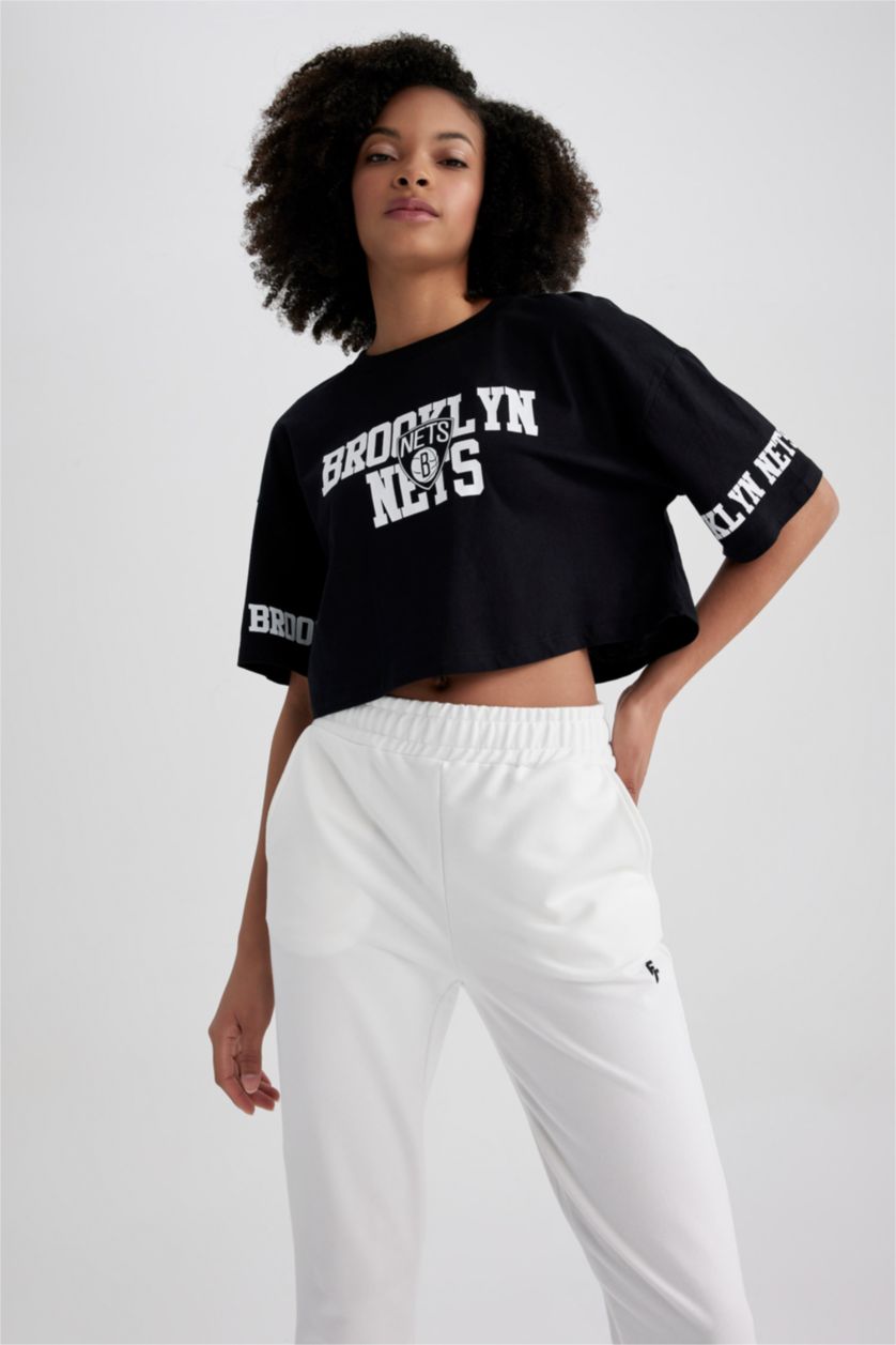 FEMME Noir Coupe Oversize NBA T-shirt à manches courtes