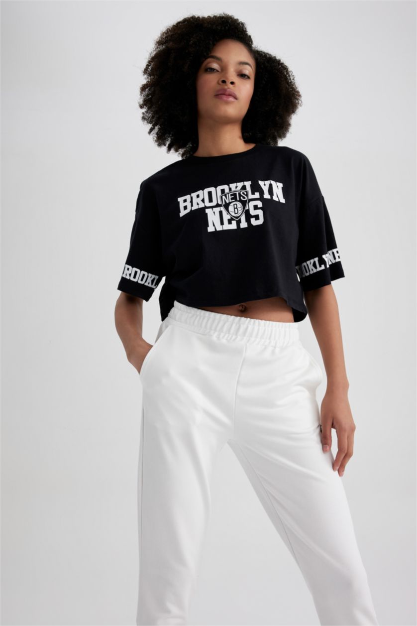 FEMME Noir Coupe Oversize NBA T-shirt à manches courtes