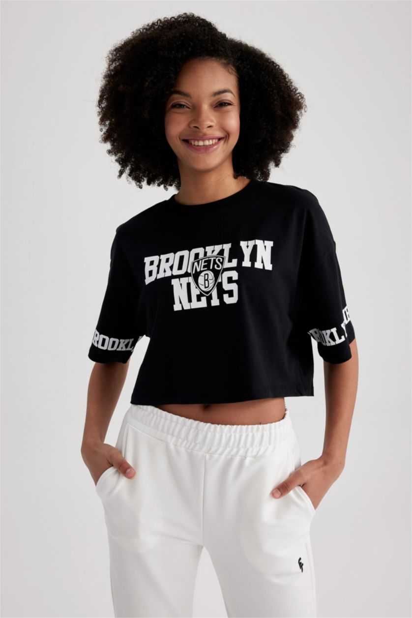 FEMME Noir Coupe Oversize NBA T-shirt à manches courtes