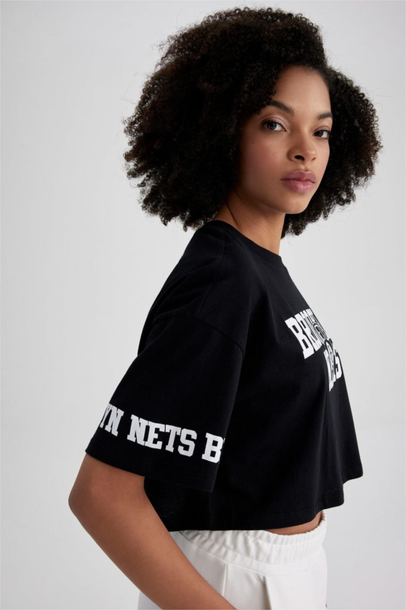 FEMME Noir Coupe Oversize NBA T-shirt à manches courtes