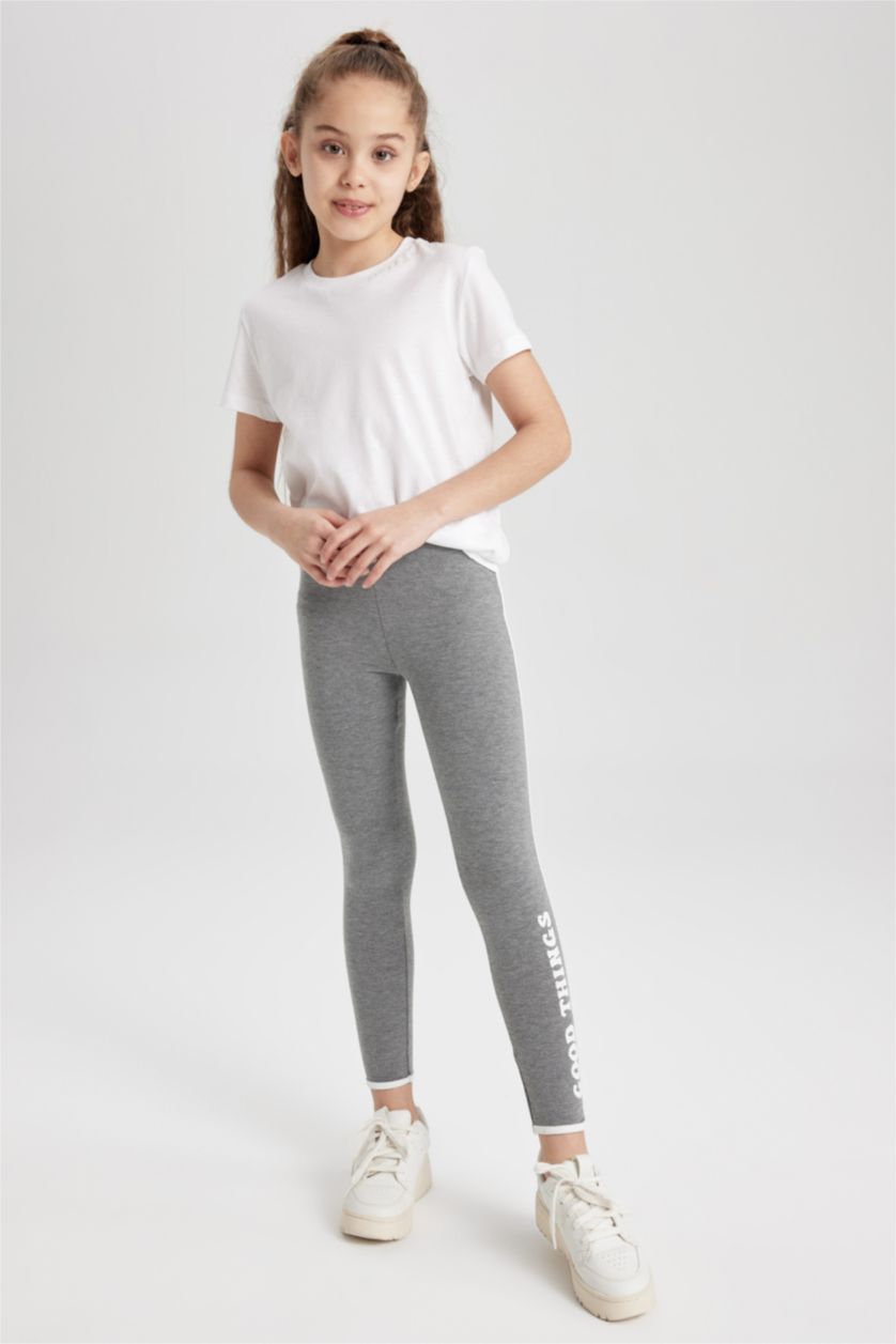GIRLS & TEENS Grey Melange Girls Long Length Leggings