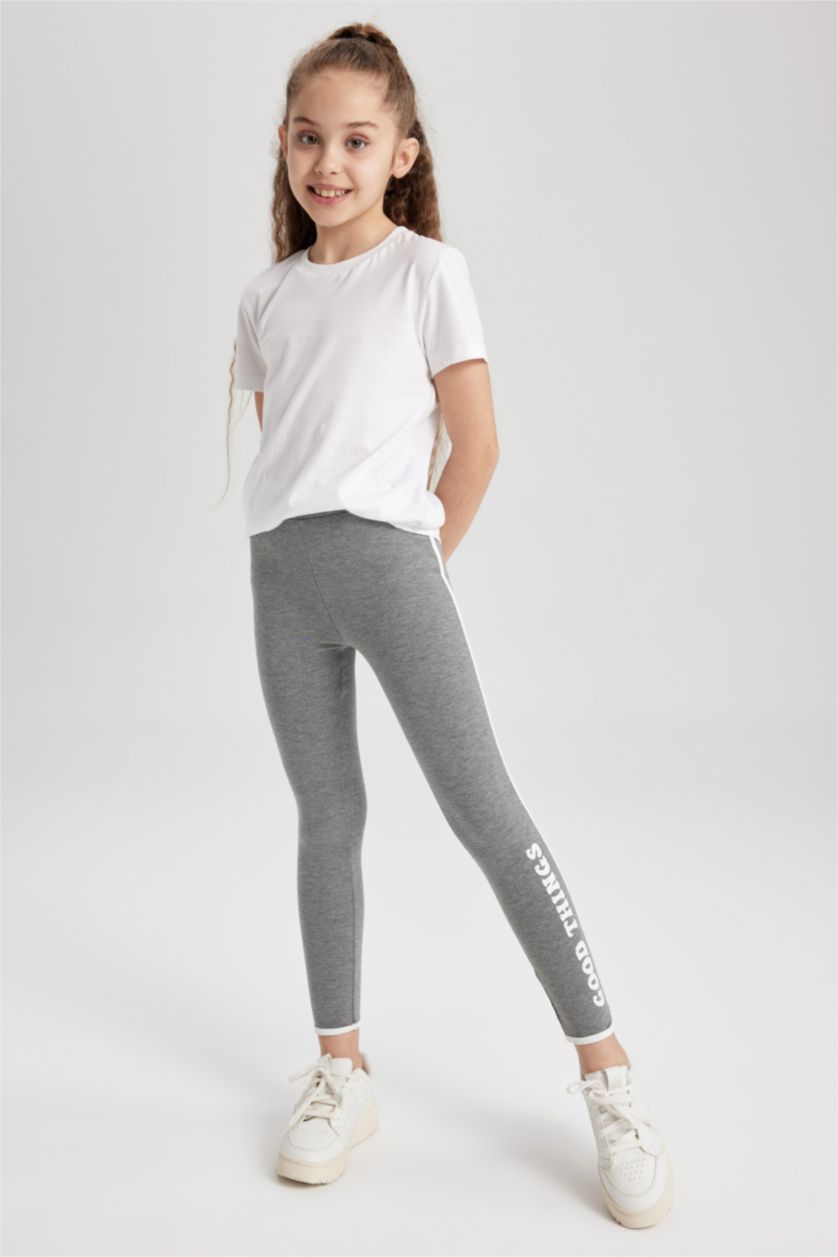 GIRLS & TEENS Grey Melange Girls Long Length Leggings