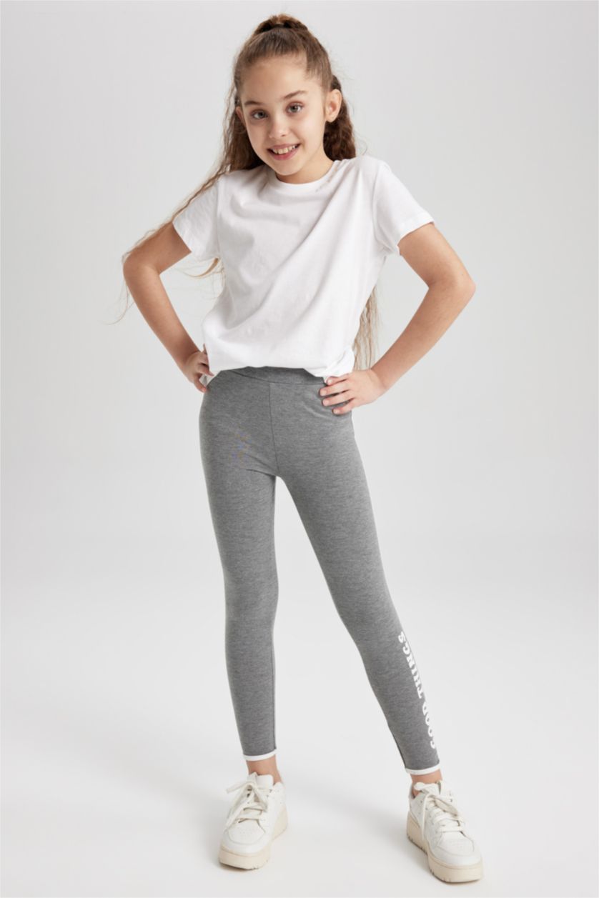 GIRLS & TEENS Grey Melange Girls Long Length Leggings