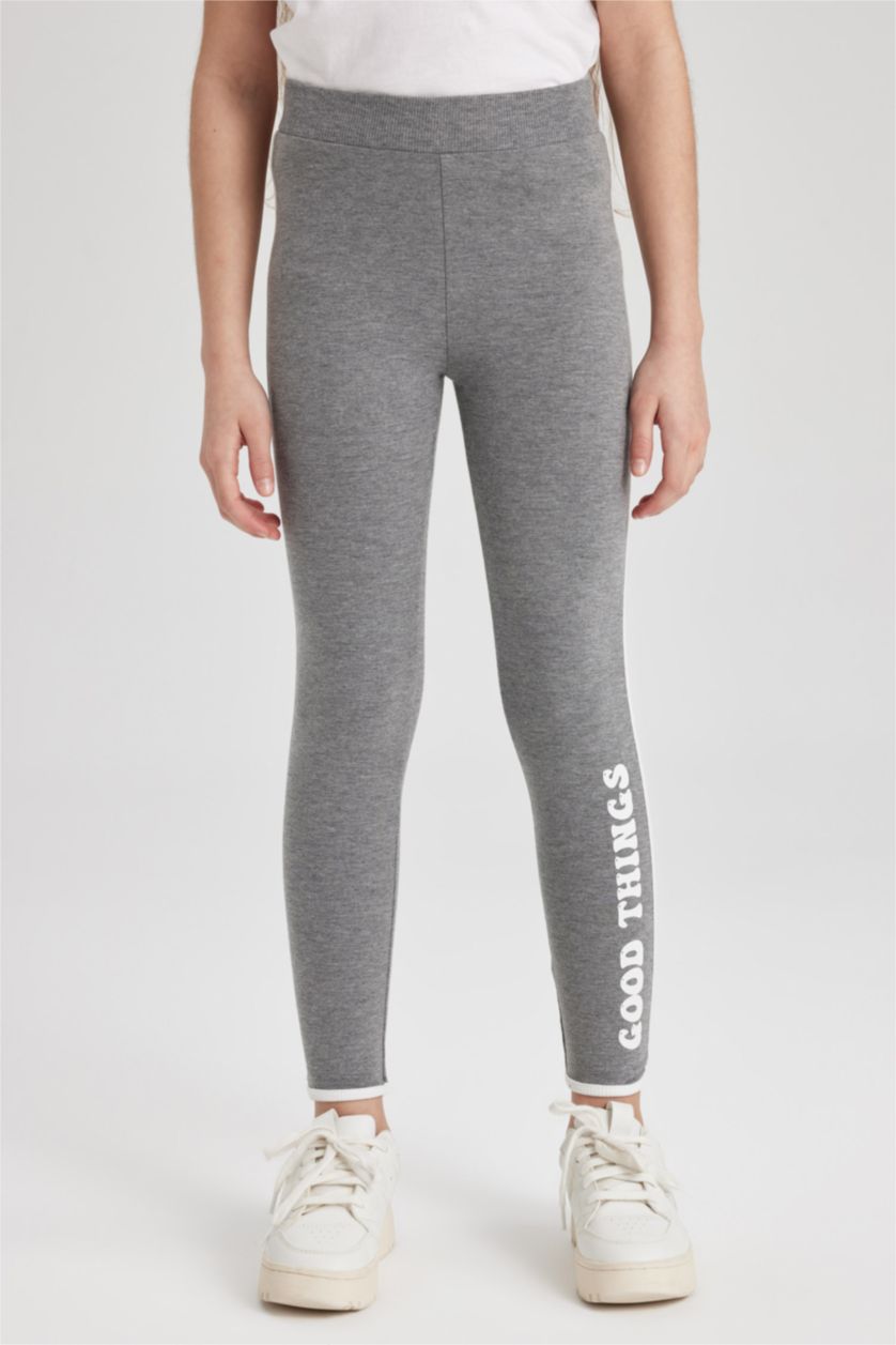 GIRLS & TEENS Grey Melange Girls Long Length Leggings