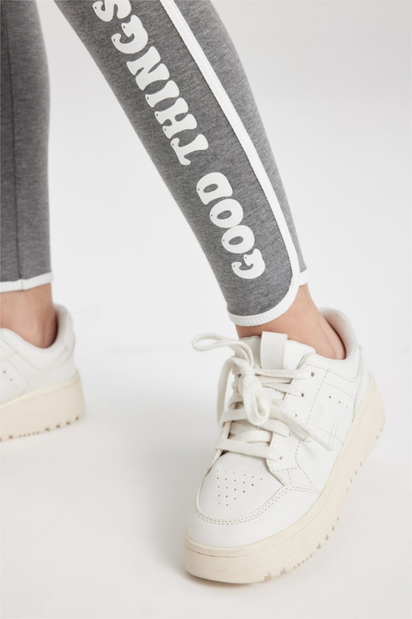 GIRLS & TEENS Grey Melange Girls Long Length Leggings