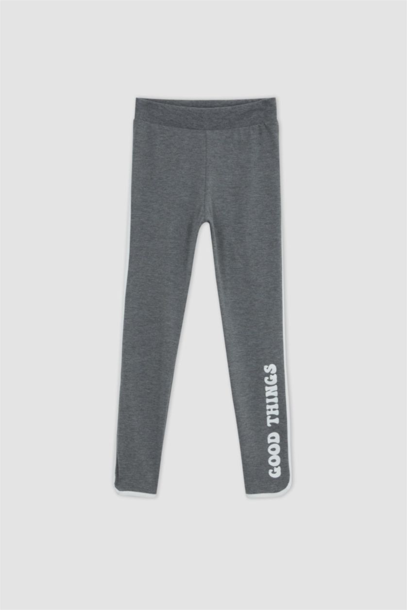 GIRLS & TEENS Grey Melange Girls Long Length Leggings