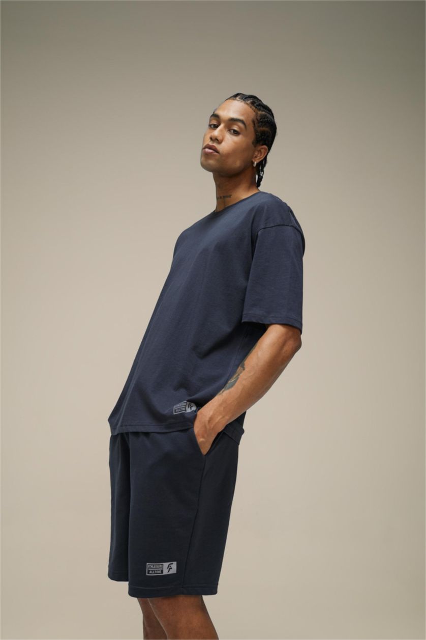 MAN Anthracite DeFactoFit Oversize Crew Neck Printed T-Shirt