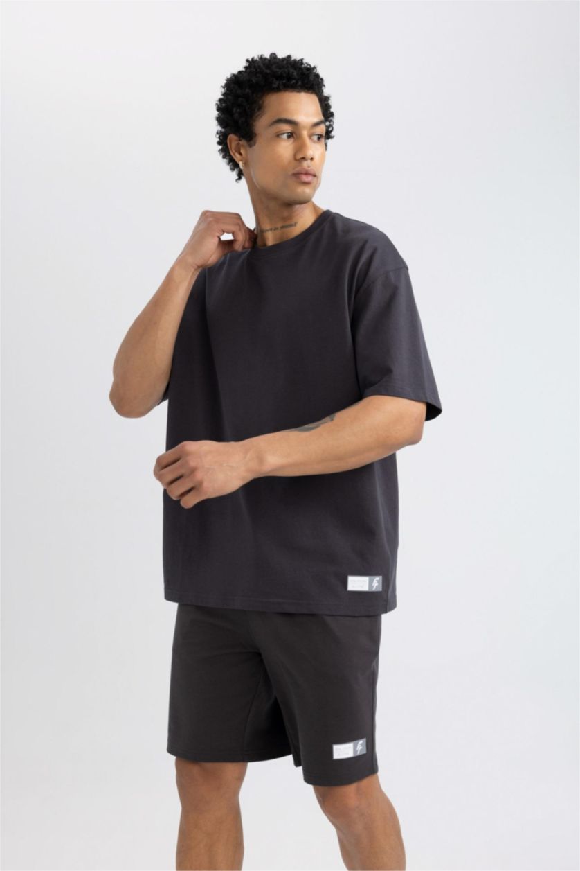 MAN Anthracite DeFactoFit Oversize Crew Neck Printed T-Shirt