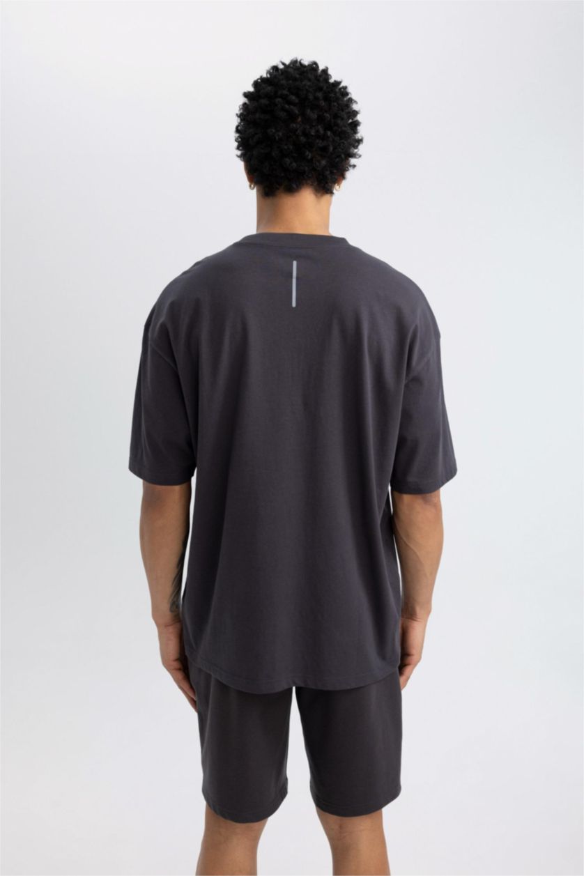 MAN Anthracite DeFactoFit Oversize Crew Neck Printed T-Shirt