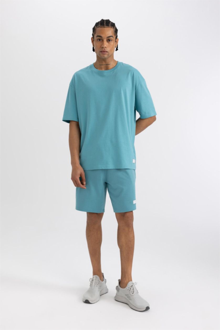 Erkek Açık Turkuaz Oversıze Kısa Kollu Tişört