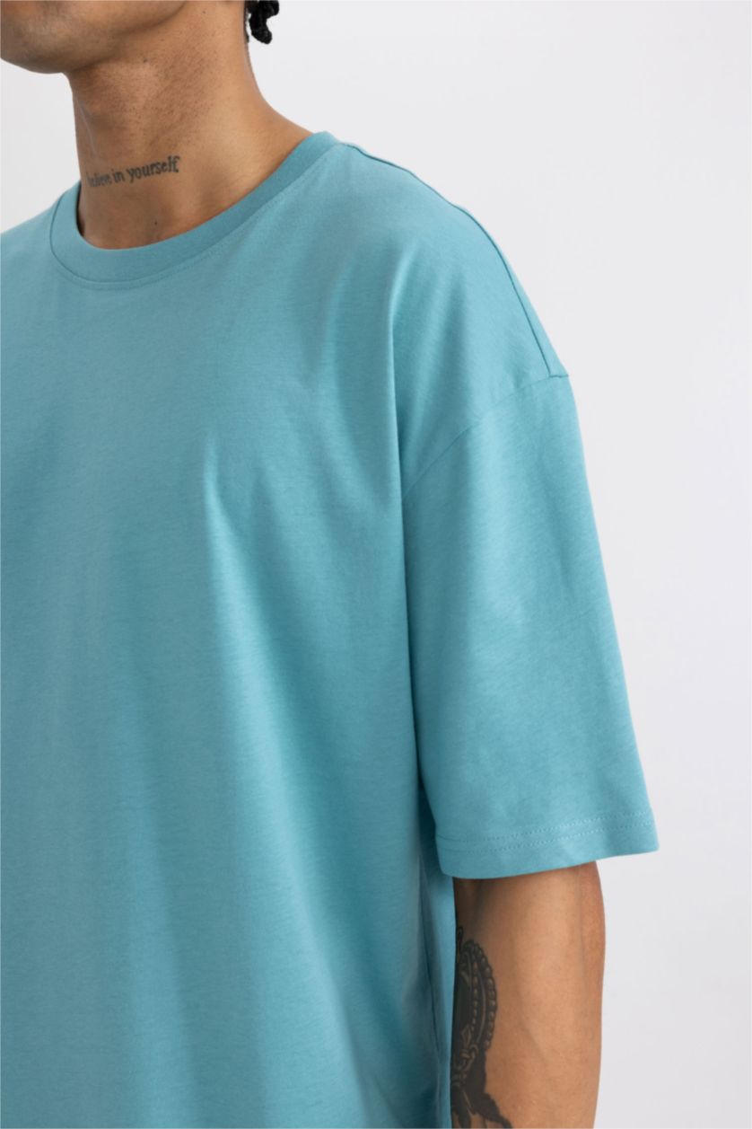 Erkek Açık Turkuaz Oversıze Kısa Kollu Tişört