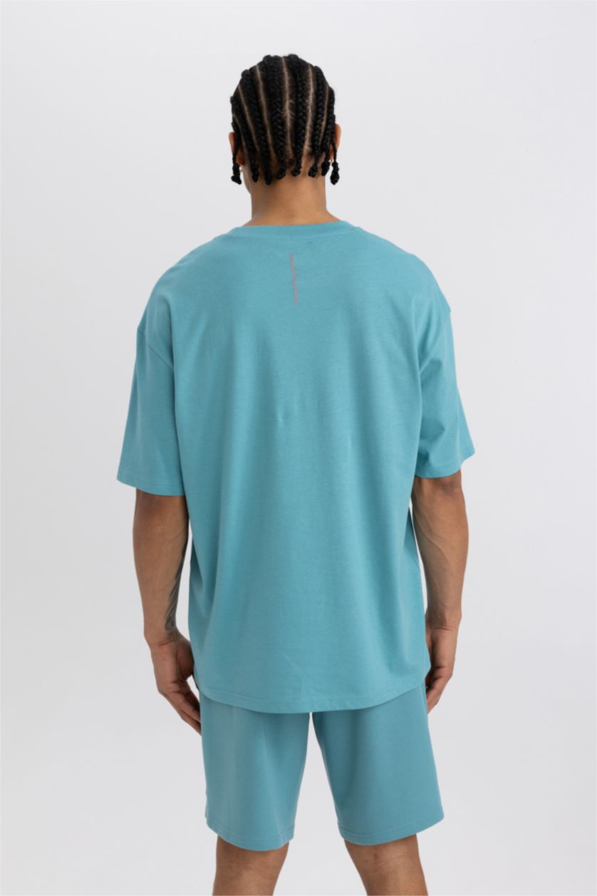 Erkek Açık Turkuaz Oversıze Kısa Kollu Tişört