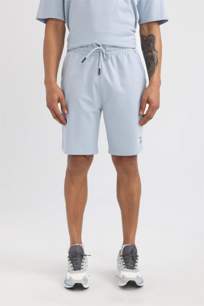 رجالي أزرق شورت قصير سليم فيت أزرق من DeFactoFit