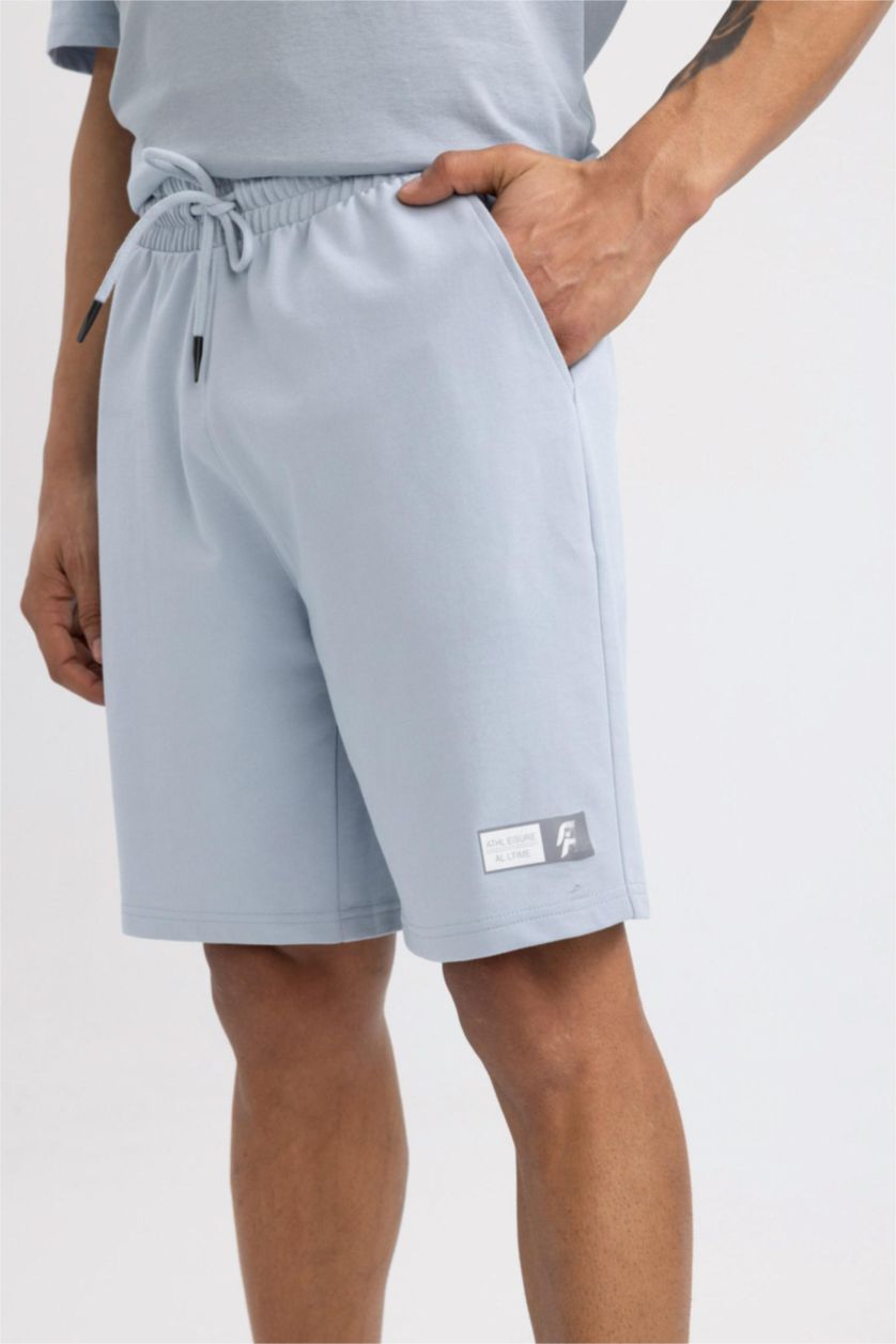 رجالي أزرق شورت قصير سليم فيت أزرق من DeFactoFit