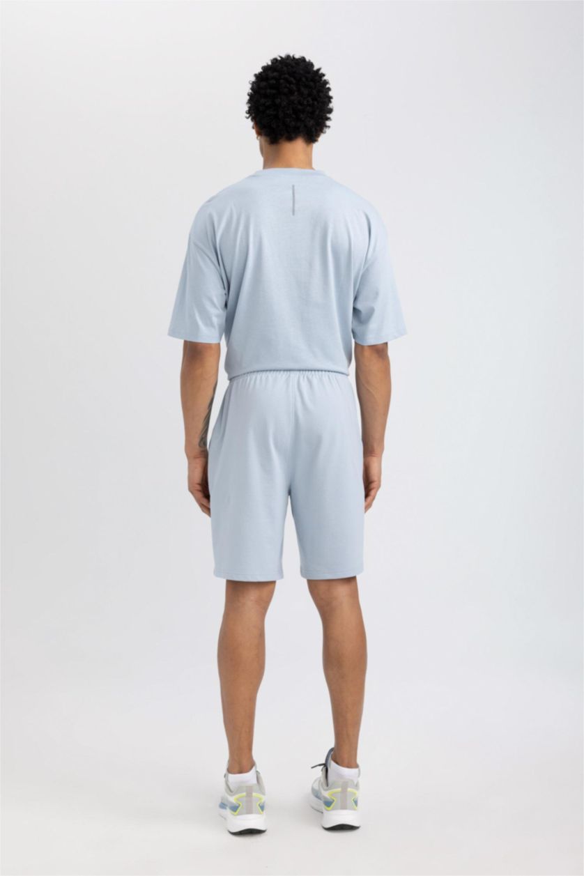 رجالي أزرق شورت قصير سليم فيت أزرق من DeFactoFit