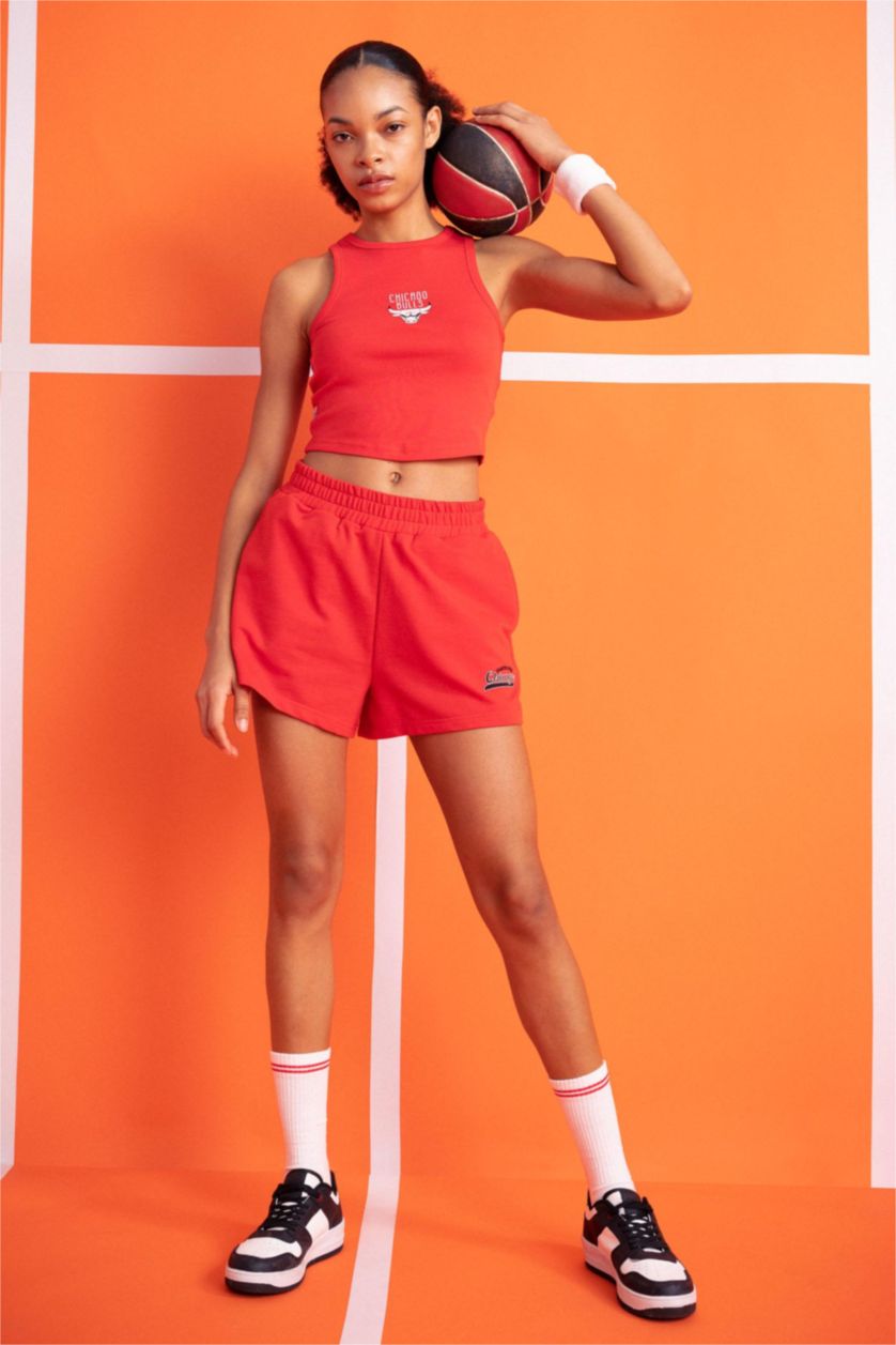 FEMME Rouge Débardeur NBA Chicago Bulls en coton à col rond