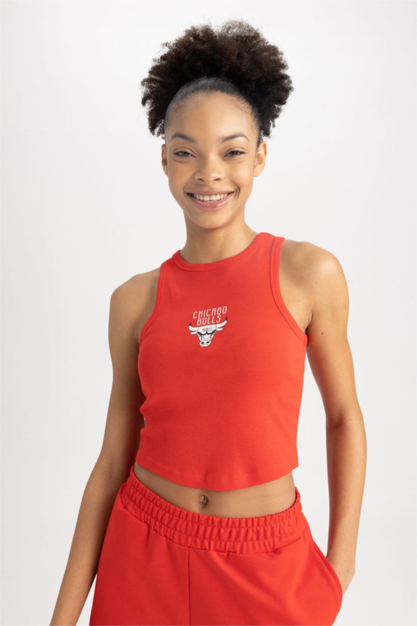 FEMME Rouge Débardeur NBA Chicago Bulls en coton à col rond