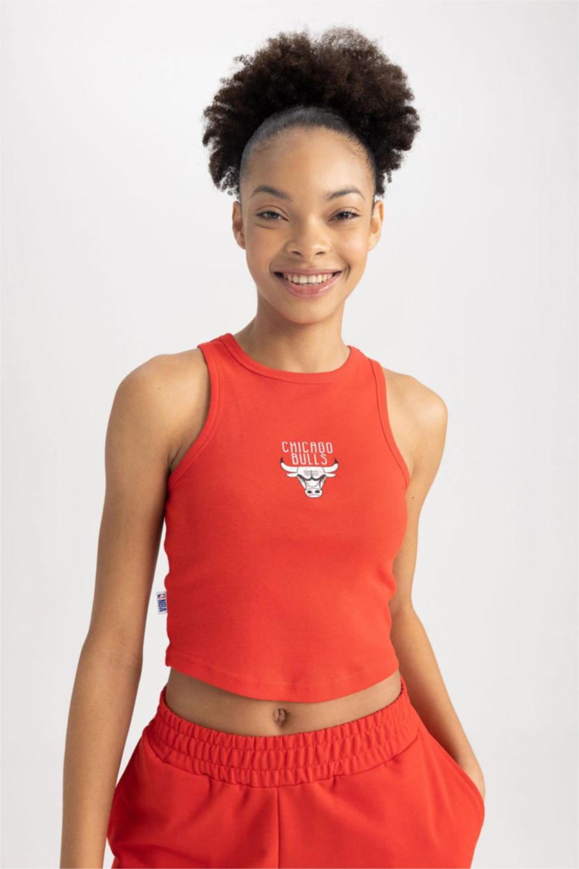 FEMME Rouge Débardeur NBA Chicago Bulls en coton à col rond