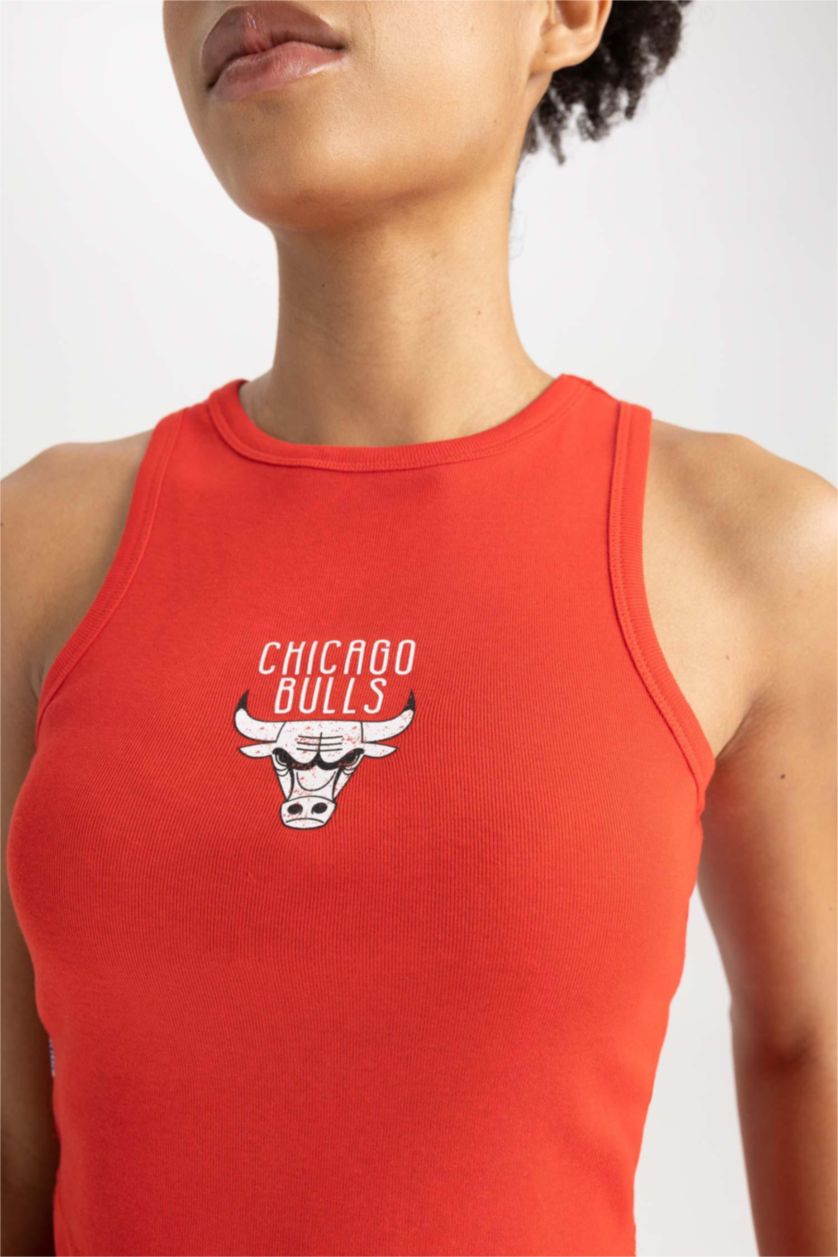 FEMME Rouge Débardeur NBA Chicago Bulls en coton à col rond
