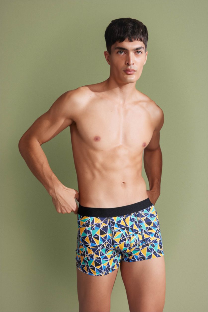 Erkek Siyah Regular Fıt Baskılı 3'lü Boxer