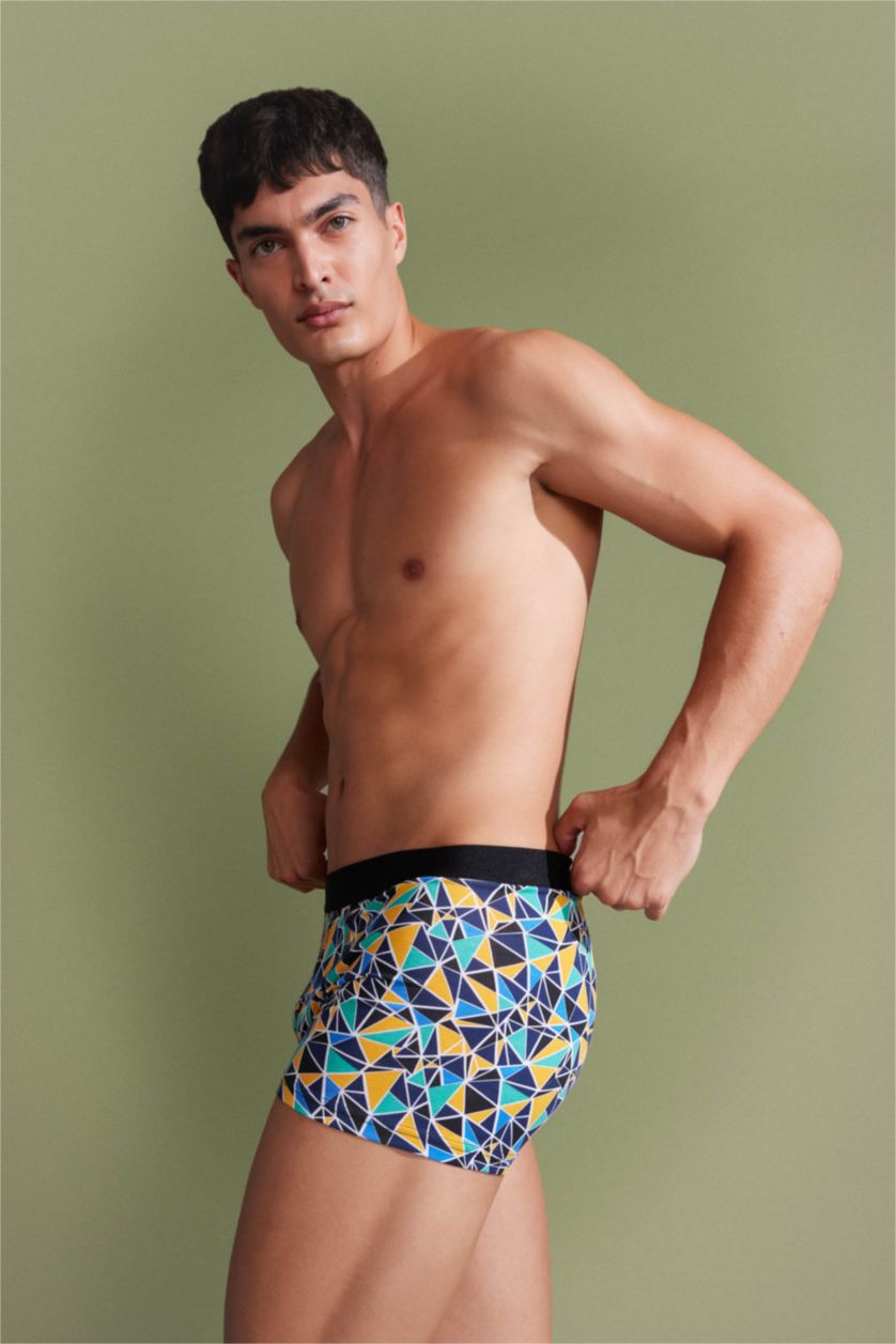 Erkek Siyah Regular Fıt Baskılı 3'lü Boxer