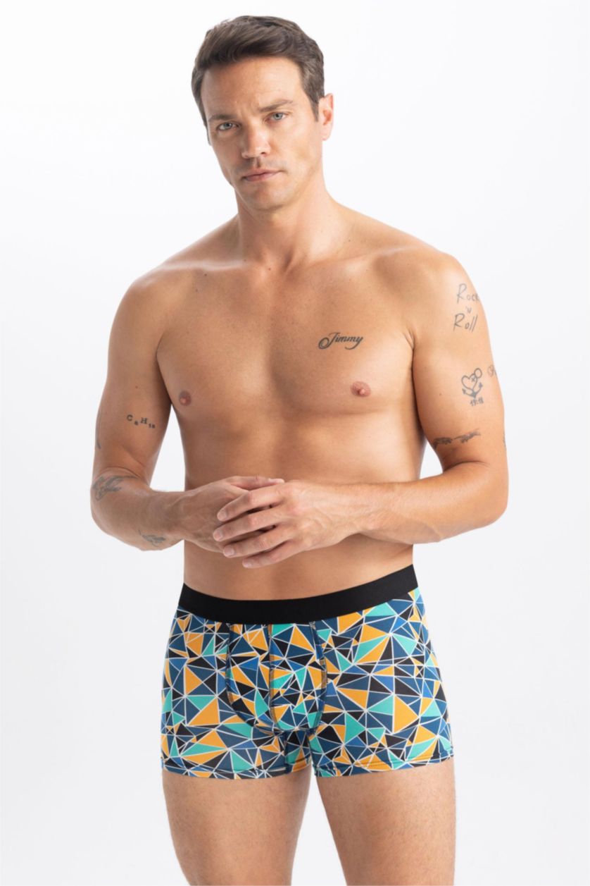 Erkek Siyah Regular Fıt Baskılı 3'lü Boxer