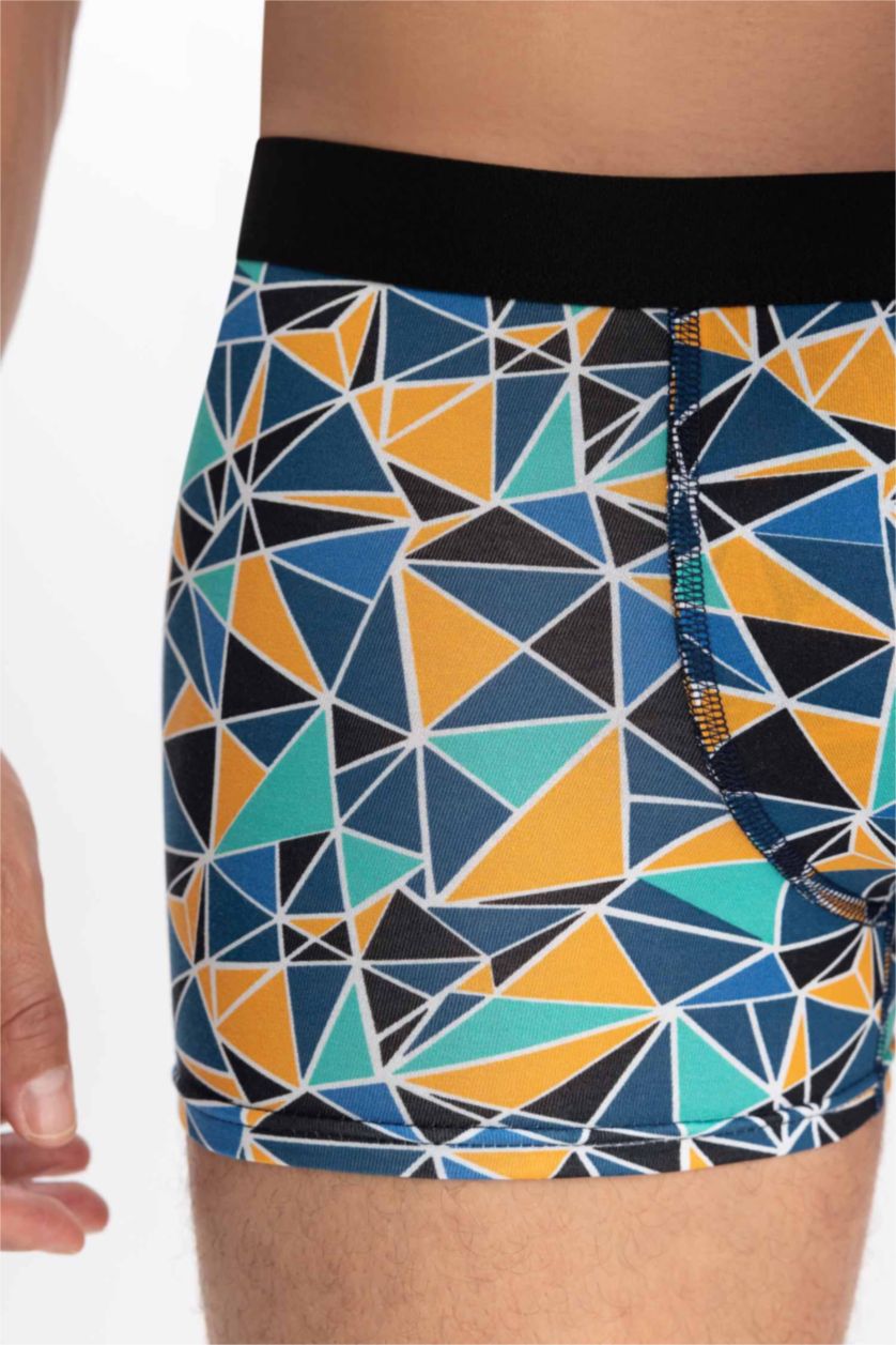 Erkek Siyah Regular Fıt Baskılı 3'lü Boxer