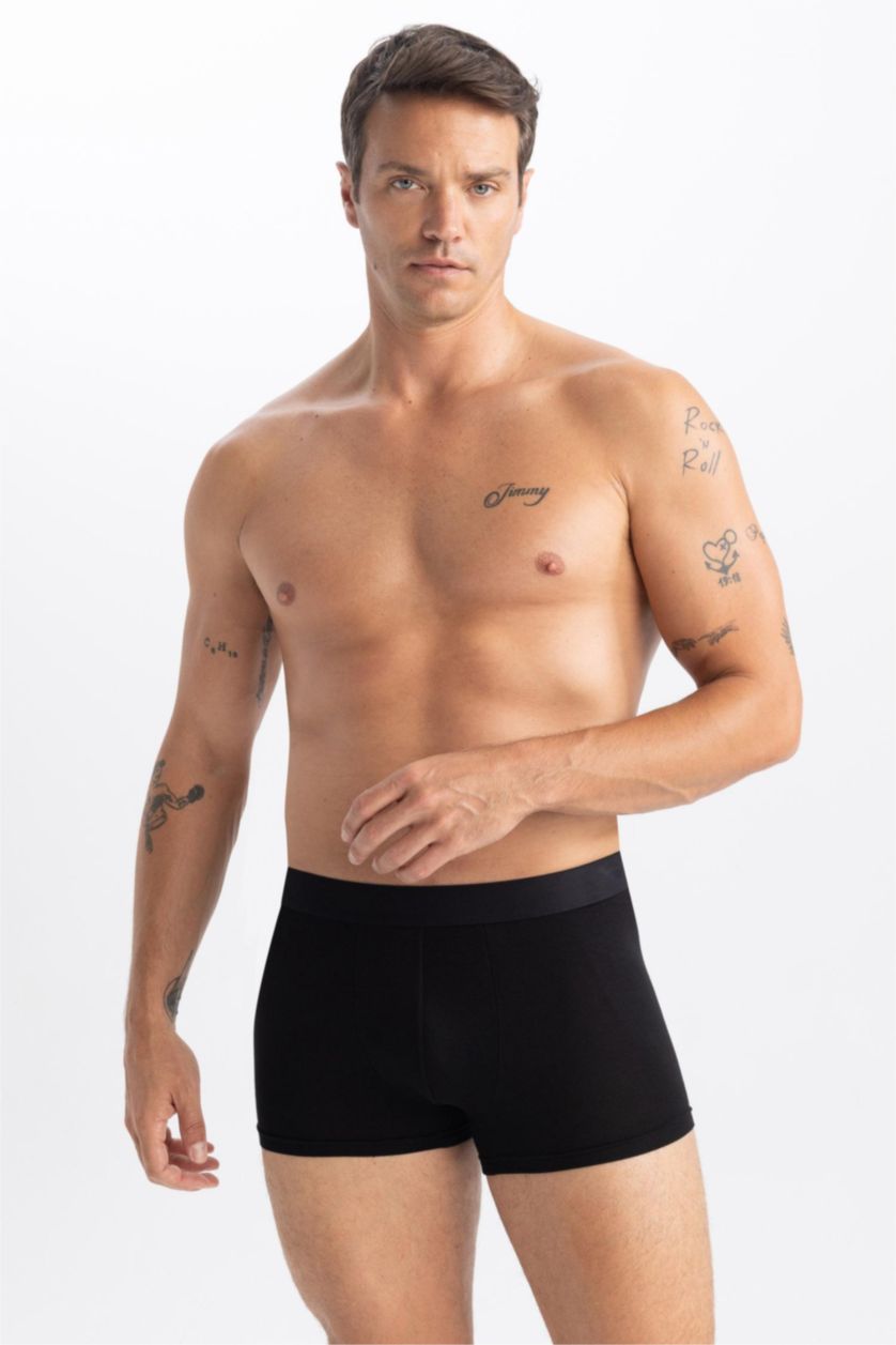 Erkek Siyah Regular Fıt Baskılı 3'lü Boxer