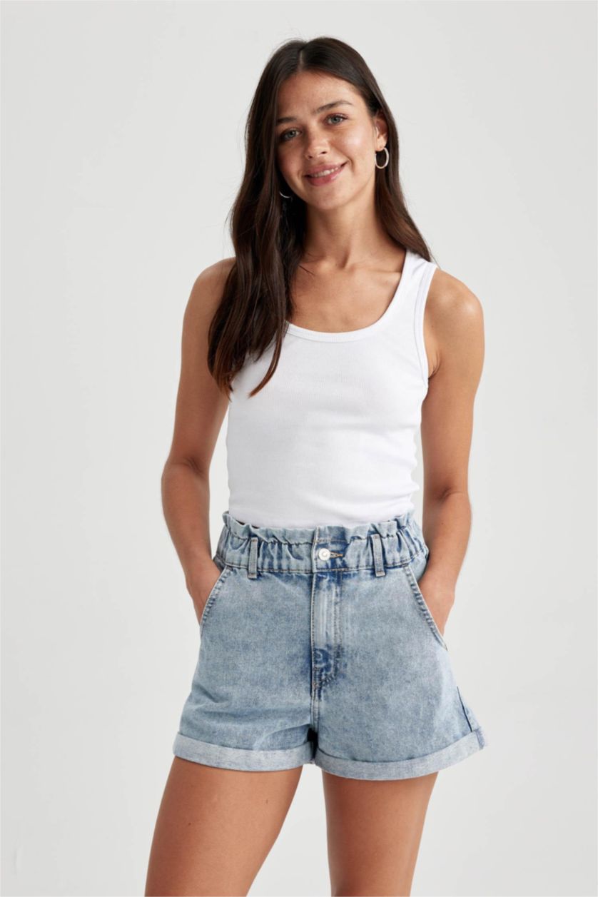 FEMME Blanc Camisole Côtelée Ajustée À Col En U