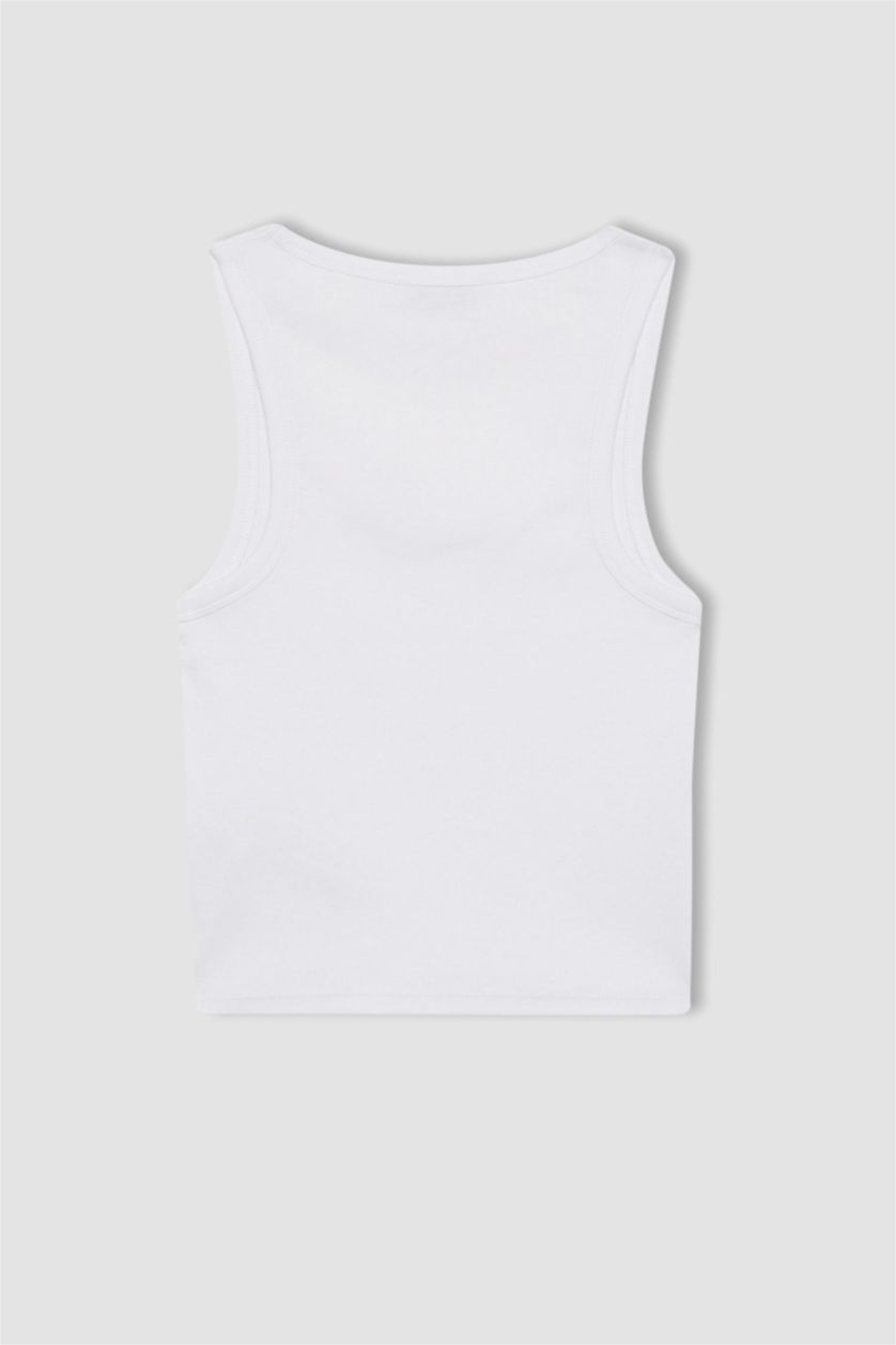 WOMAN White Slim Fit Camisole U Collar Tank Top