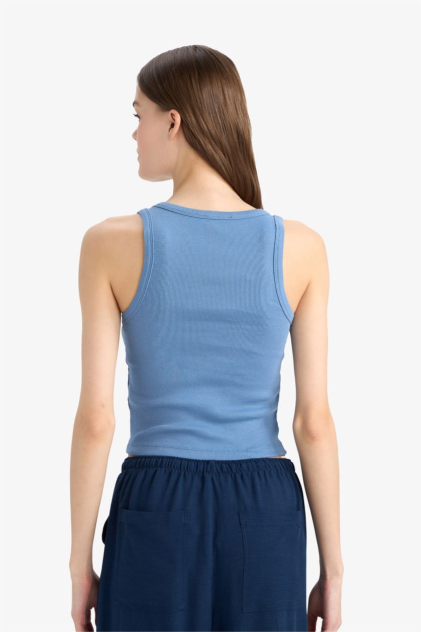 Әйелдерге Көк Әйелдерге ұзын бұлшықет пішімі мойын ойығы Ішкөйлек