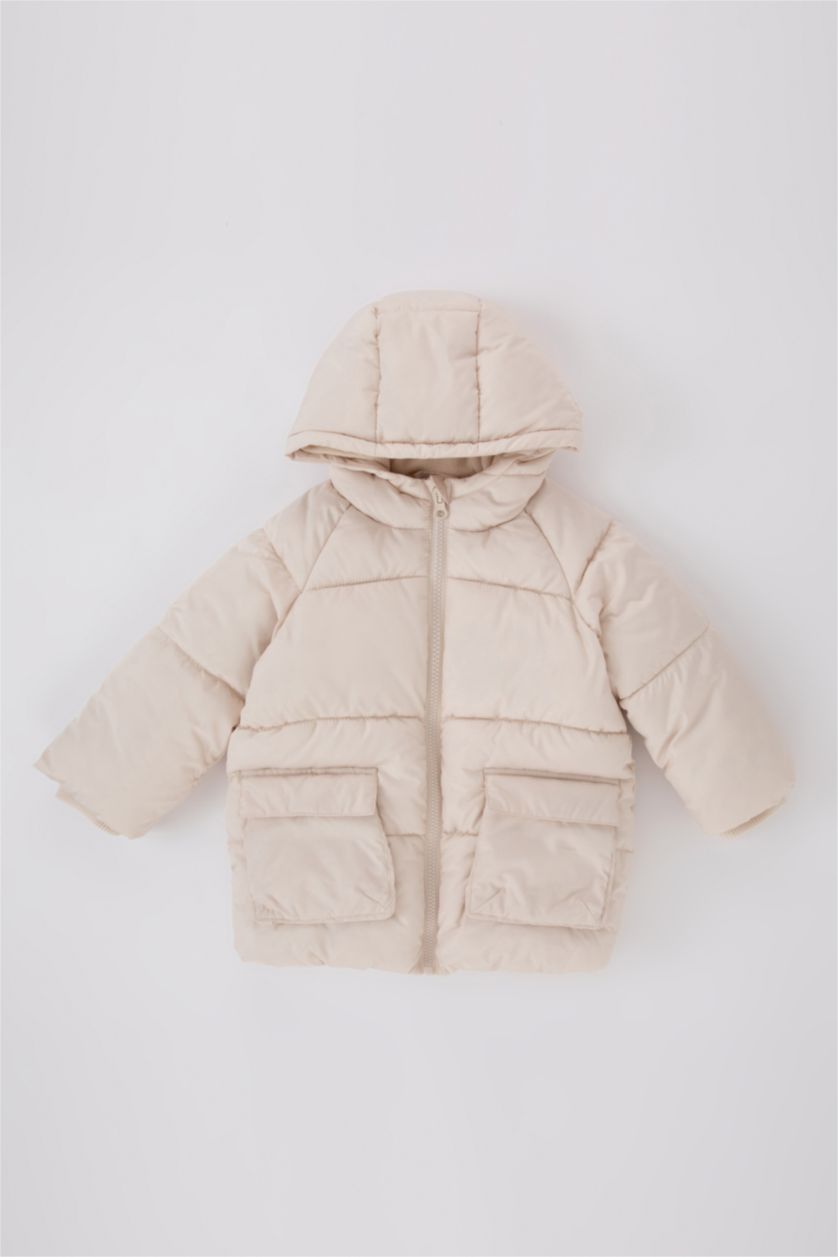 BABY GIRL Beige Baby Girl Waterproof Hooded Puffer Jacket