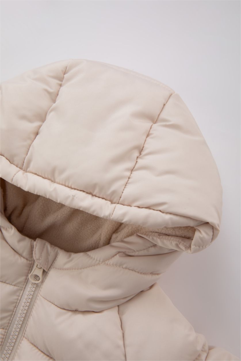 BABY GIRL Beige Baby Girl Waterproof Hooded Puffer Jacket