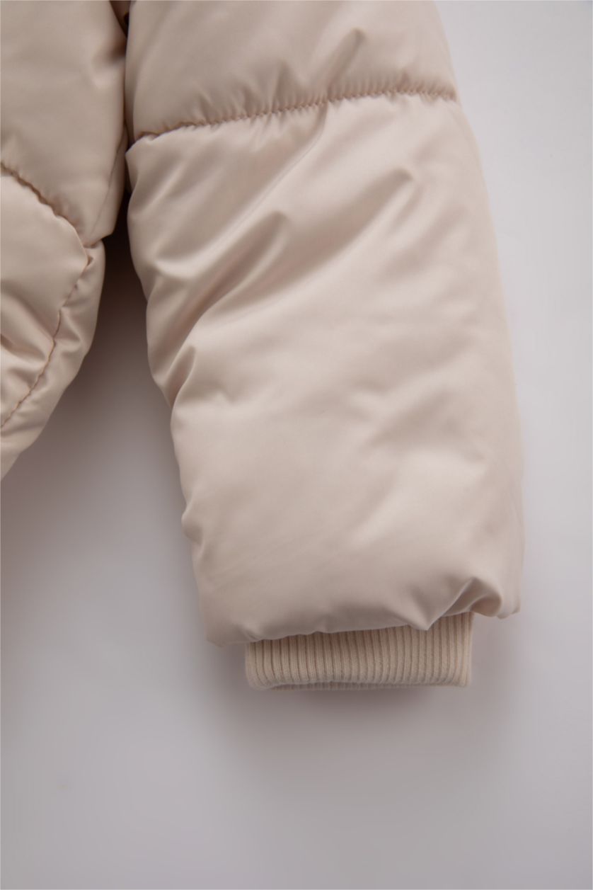 BABY GIRL Beige Baby Girl Waterproof Hooded Puffer Jacket