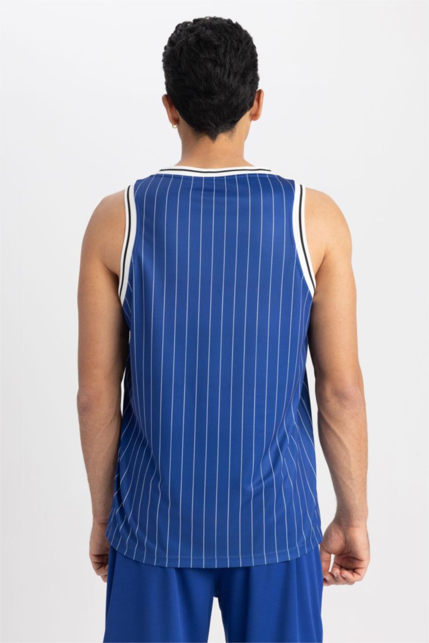 HOMME Bleu Defacto Fit Coupe Ajustée Motif À Chiffres Col Ras Du Cou Athlète Athlète