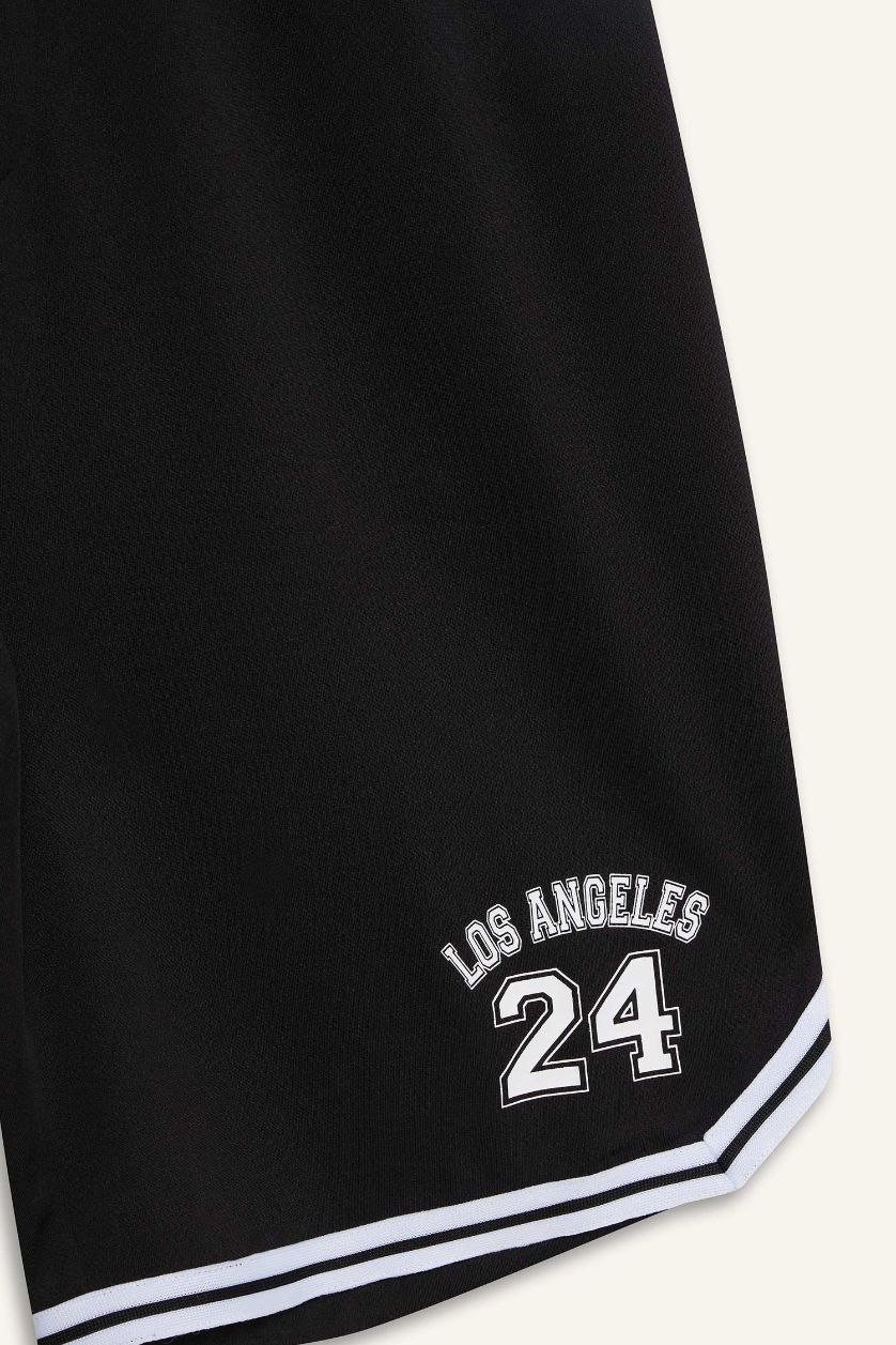 Erkek Siyah Hızlı Kuruyan Standart Fit Sporcu Kısa Paça Ağır Kumaş Şort